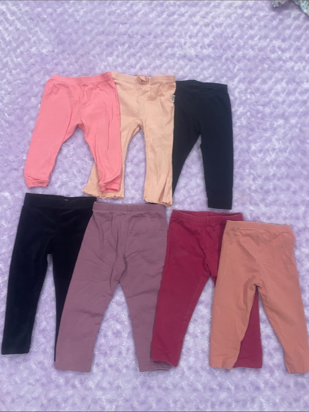 Assorted Girls' Cotton Stretch Leggings - Pack of 7- Mixed Colors